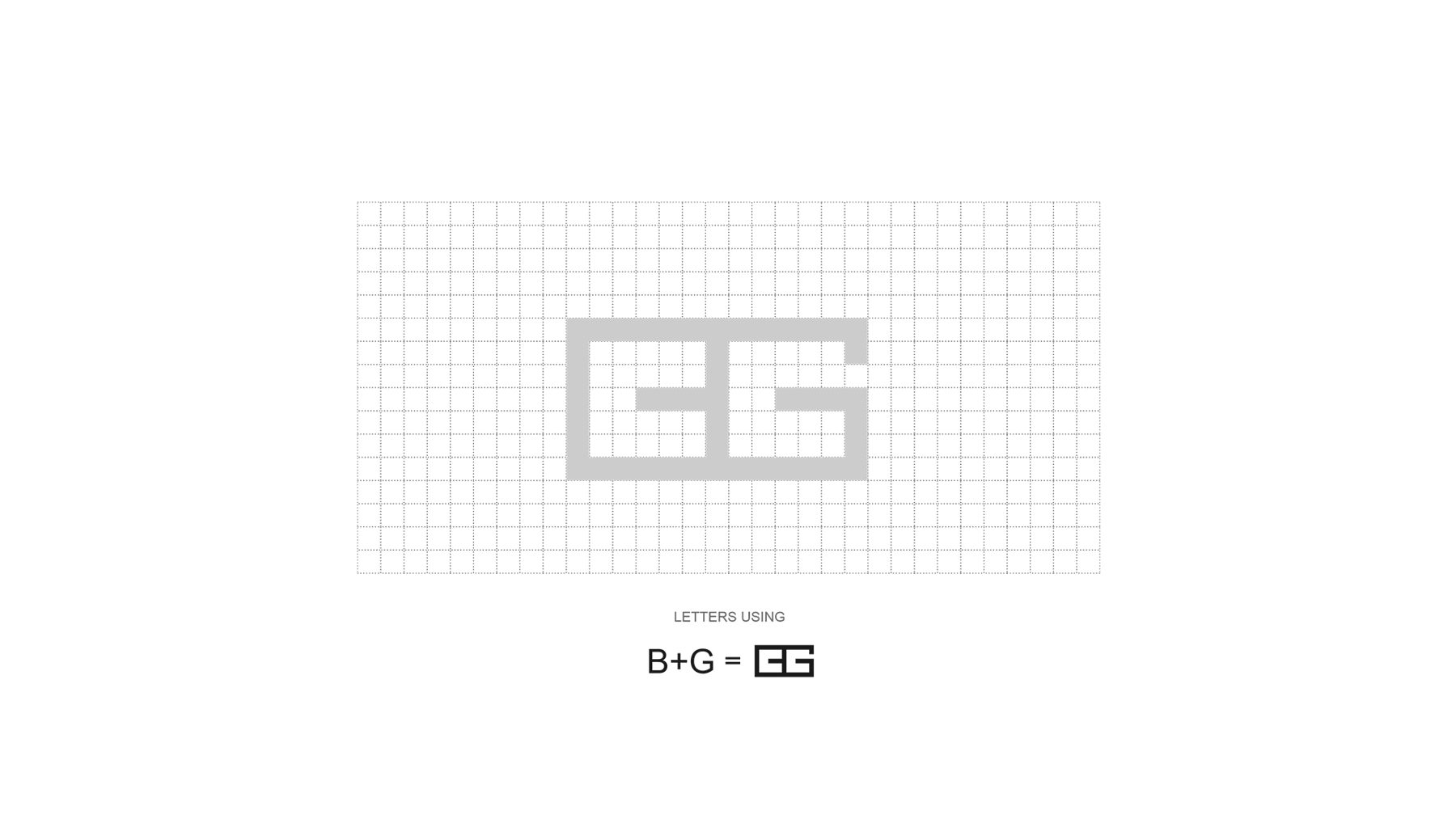 The B+G monogram on a square construction grid