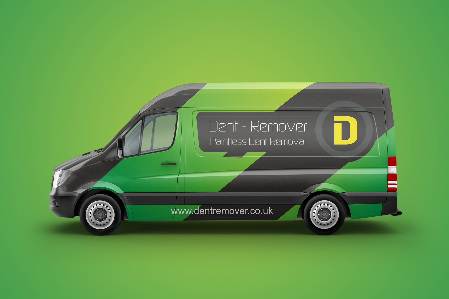 Dent-Remover van with green and charcoal livery