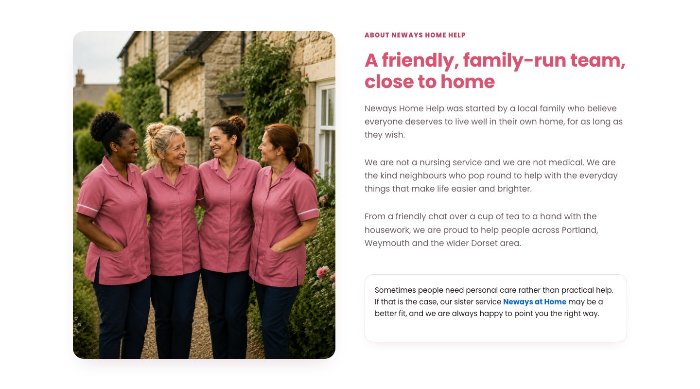 Neways Home Help landing page: About the team