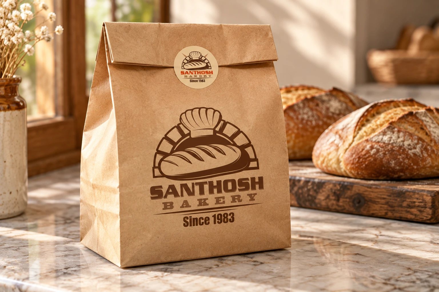 Kraft paper bag with the one-colour logo